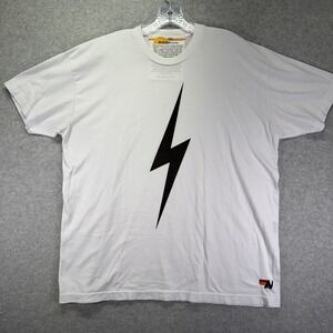 Aviator Nation Shirt Mens 2XL White Lightning Bolt Graphic Tee Crewneck USA